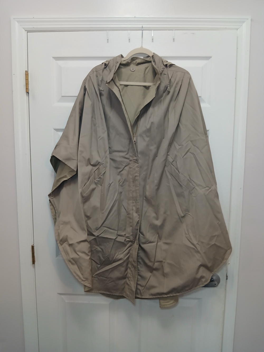 Women's Hooded Cape Raincoat - Beige